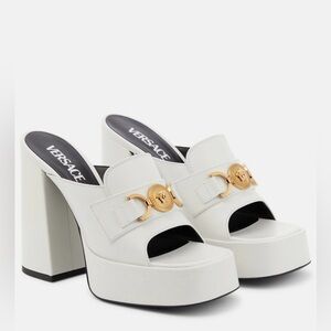 Versace Medusa Leather mules white & gold 37.5